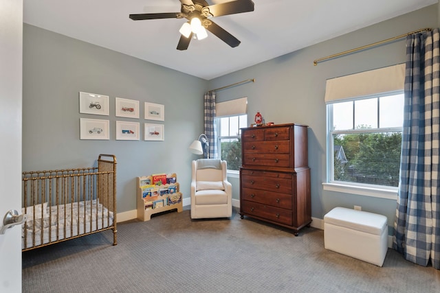 412 S Benge St, Mckinney, TX 75069 - bedroom featuring a nursery area, carpet floors, and a ceiling fan