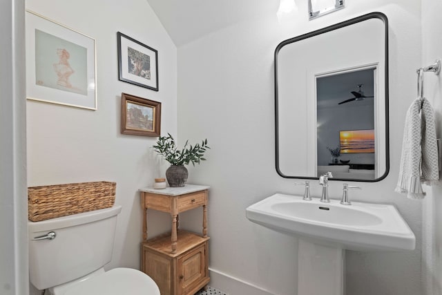 412 S Benge St, Mckinney, TX 75069 - half bathroom featuring vaulted ceiling and toilet