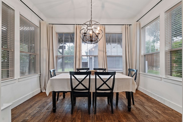 412 S Benge St, Mckinney, TX 75069 - dining area with a chandelier, ornamental molding, and dark wood-style floors