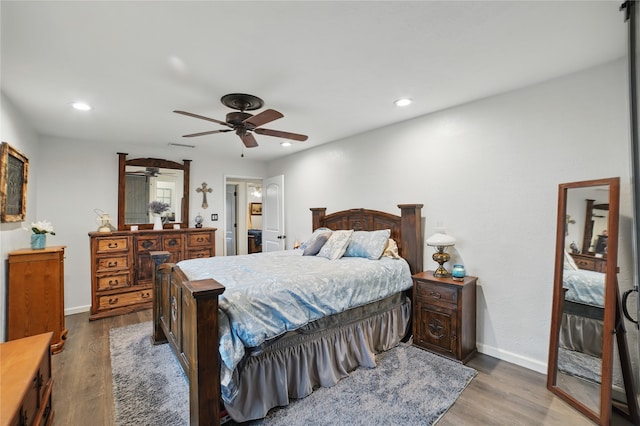 4328 Coryell Way, Mesquite, TX 75150 - bedroom featuring recessed lighting, wood finished floors, and a ceiling fan