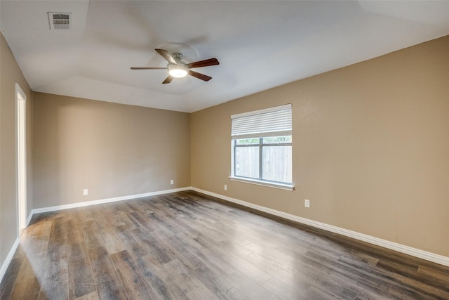 5125 Yucca Ct, Arlington, TX 76017 - empty room with ceiling fan and dark wood-style floors
