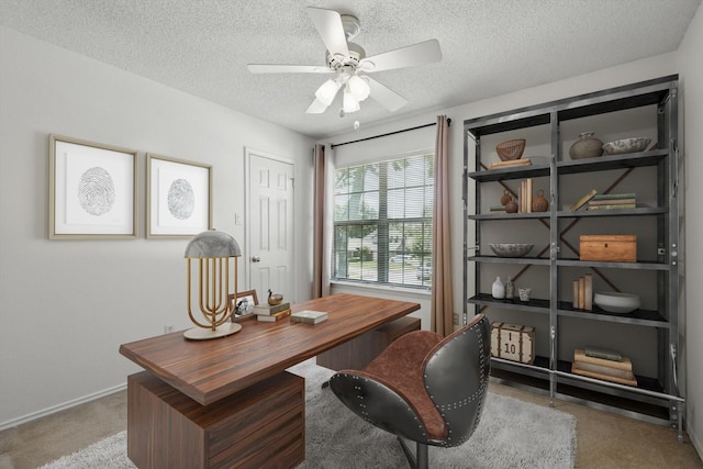 1800 Chatham Dr, Flower Mound, TX 75028 - office space with carpet, a textured ceiling, and ceiling fan