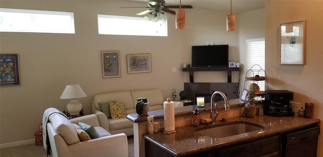 3428 Red Bird Ln, Grapevine, TX 76051 - living area featuring ceiling fan and baseboards
