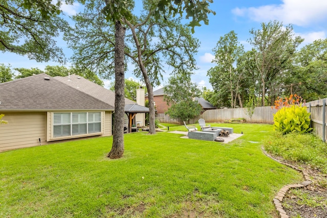 2600 Shiloh Rd, Denton, TX 76210 - fenced backyard featuring a gazebo, an outdoor fire pit, and a patio area