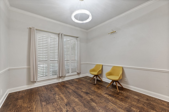 2600 Shiloh Rd, Denton, TX 76210 - living area with a chandelier, ornamental molding, wood finished floors, and healthy amount of natural light
