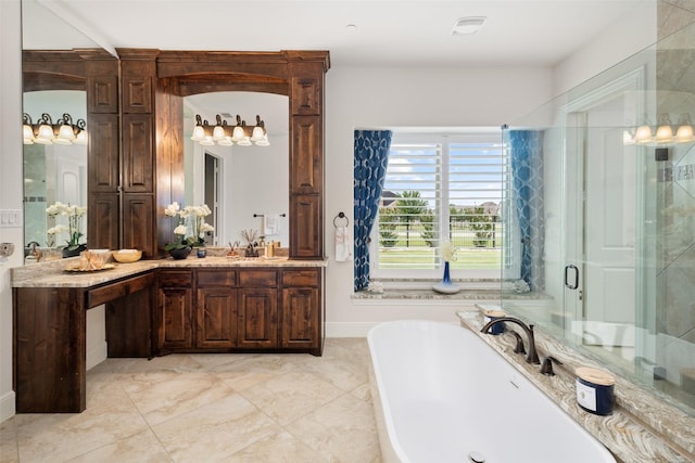5302 Westfield Dr, Parker, TX 75002 - full bath featuring a soaking tub, vanity, and a stall shower