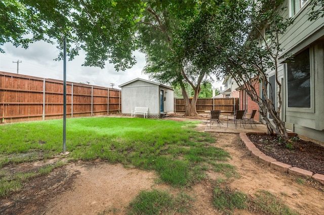 3209 Windridge Ln, Corinth, TX 76208 - fenced backyard with a patio and a shed