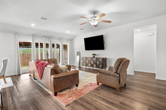 9200 S Field Ln, Arlington, TX 76002 - living area with a ceiling fan, wood finished floors, and recessed lighting