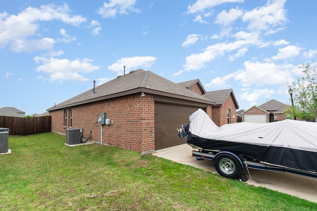 1112 Quaint Mdw, Princeton, TX 75407 - view of side of home featuring a garage, brick siding, roof with shingles, and concrete driveway