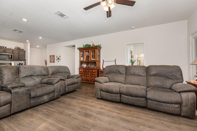 1112 Quaint Mdw, Princeton, TX 75407 - living room with ceiling fan, wood finished floors, and recessed lighting