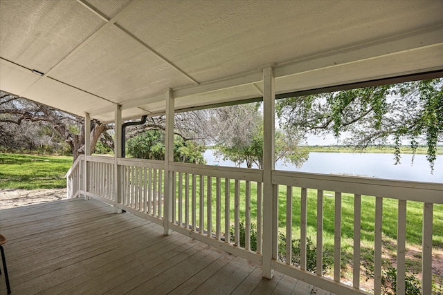 5986 Field Ct, Granbury, TX 76048 - wooden terrace featuring a water view and a lawn