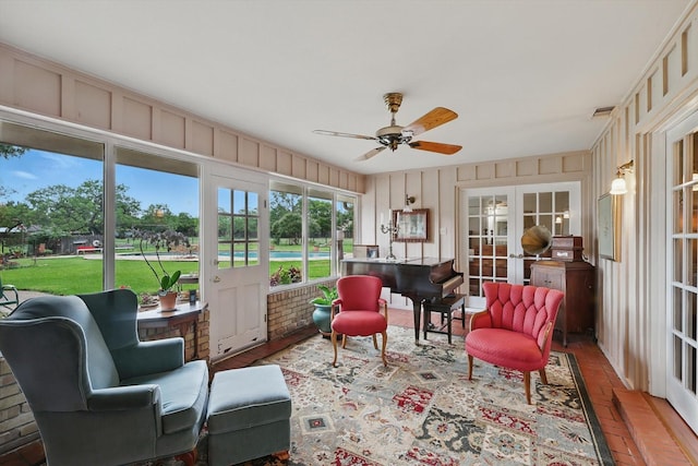 1615 Lopo Rd, Flower Mound, TX 75028 - sunroom / solarium with french doors and a ceiling fan