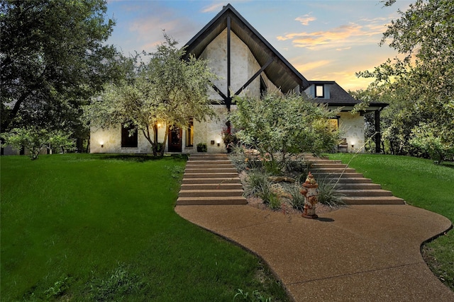 8029 N River Xing, China Spring, TX 76633 - view of front of home with a front yard and stairway