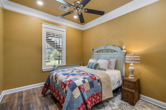 8029 N River Xing, China Spring, TX 76633 - bedroom with ornamental molding, wood finished floors, and ceiling fan