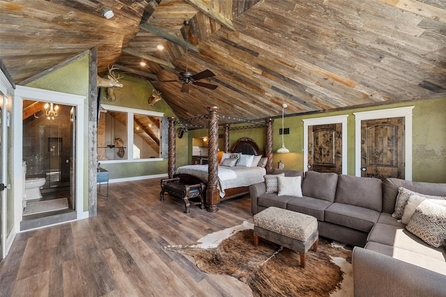 8029 N River Xing, China Spring, TX 76633 - bedroom featuring lofted ceiling, wood finished floors, and wood ceiling
