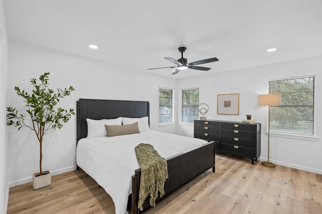 1813 Madera Dr, Waco, TX 76705 - bedroom with light wood-style floors, recessed lighting, and ceiling fan