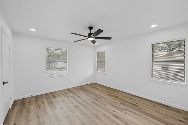 1813 Madera Dr, Waco, TX 76705 - empty room featuring light wood-type flooring, recessed lighting, and a ceiling fan