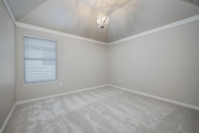 1909 Rocky Ct, Corinth, TX 76208 - unfurnished room with carpet, a chandelier, and lofted ceiling