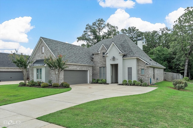 140 St Andrews Ln, Benton, LA 71006 - french provincial home with brick siding, an attached garage, a front lawn, and driveway