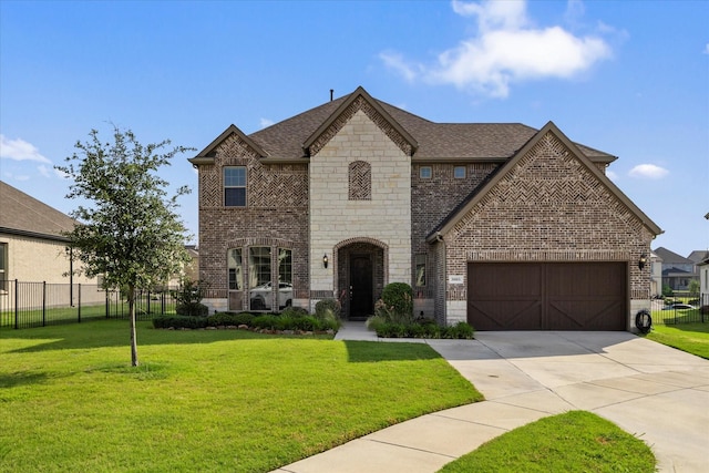 3005 Landmark Pl, Heath, TX 75126 - french provincial home with brick siding, concrete driveway, stone siding, and a shingled roof