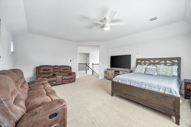 3005 Landmark Pl, Heath, TX 75126 - bedroom featuring vaulted ceiling, carpet floors, and a ceiling fan