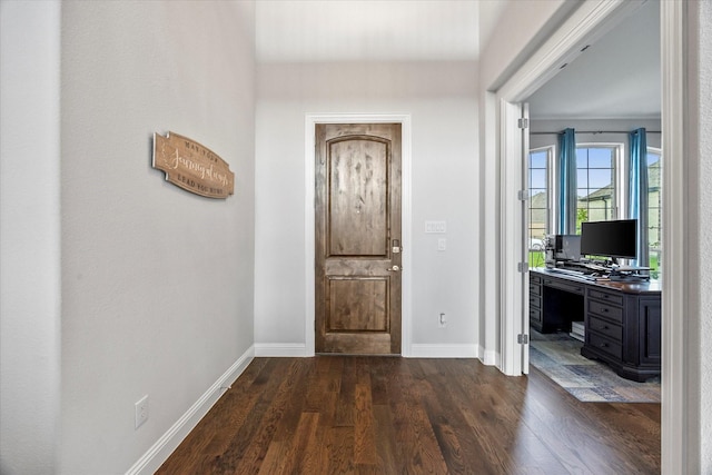 3005 Landmark Pl, Heath, TX 75126 - foyer entrance with dark wood-type flooring and baseboards
