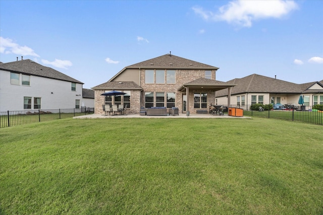 3005 Landmark Pl, Heath, TX 75126 - rear view of house with a patio, brick siding, a fenced backyard, and a shingled roof