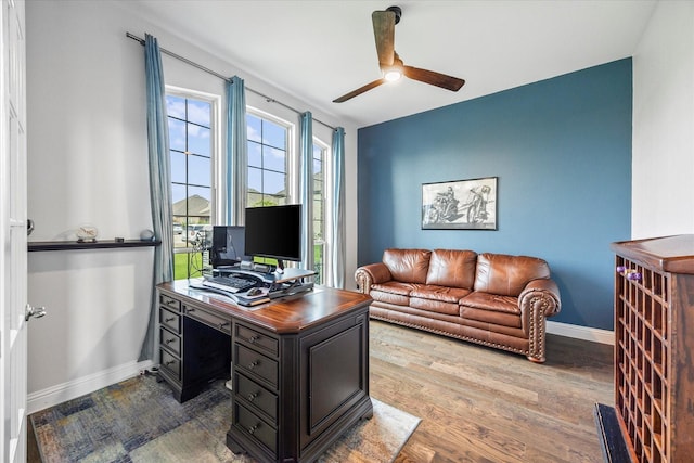 3005 Landmark Pl, Heath, TX 75126 - office space featuring a ceiling fan and wood finished floors