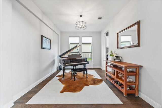 3005 Landmark Pl, Heath, TX 75126 - sitting room featuring dark wood-style flooring and a chandelier