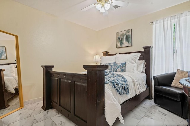 1011 Reed Rd, Denton, TX 76205 - bedroom featuring light marble finish flooring and a ceiling fan