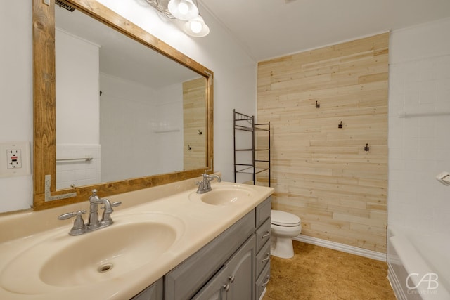733 N Willis St, Abilene, TX 79603 - bathroom with wood walls and double vanity
