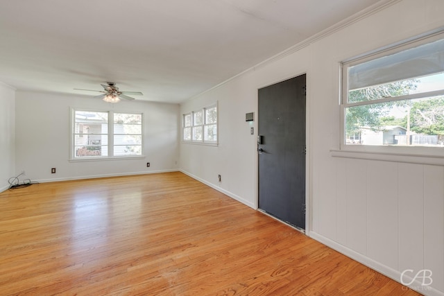 733 N Willis St, Abilene, TX 79603 - empty room with a ceiling fan, light wood finished floors, and crown molding