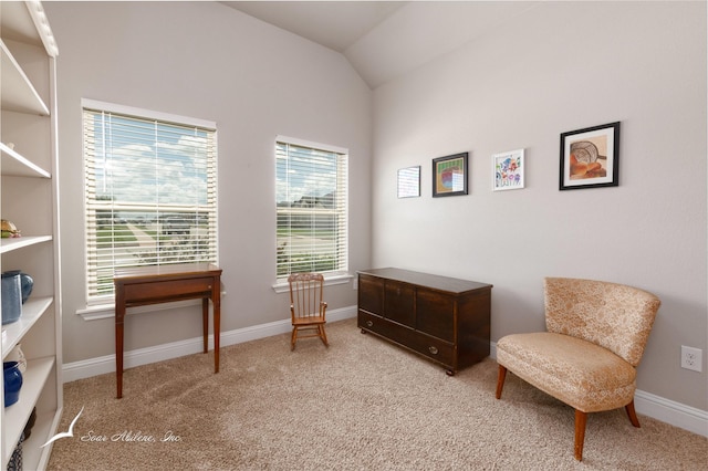 7362 Connor Rd, Abilene, TX 79602 - sitting room featuring carpet flooring and vaulted ceiling
