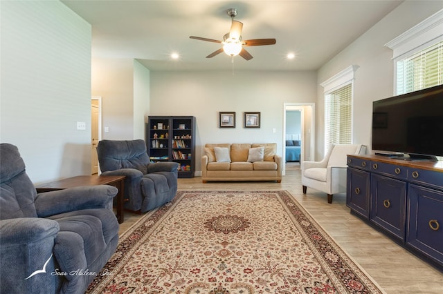 7362 Connor Rd, Abilene, TX 79602 - living area featuring ceiling fan, light wood finished floors, and recessed lighting