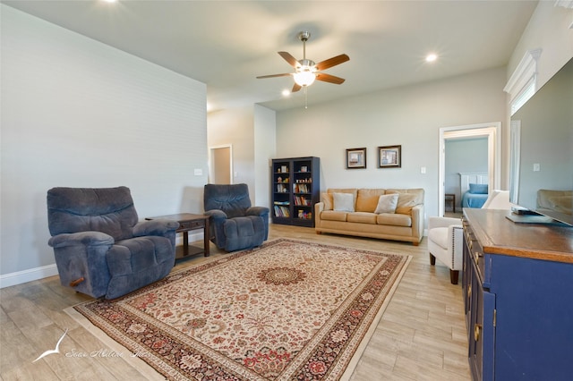 7362 Connor Rd, Abilene, TX 79602 - living area featuring a ceiling fan, light wood finished floors, and recessed lighting