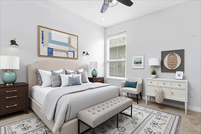 10305 Matador Dr, Mckinney, TX 75072 - bedroom with light colored carpet and a ceiling fan