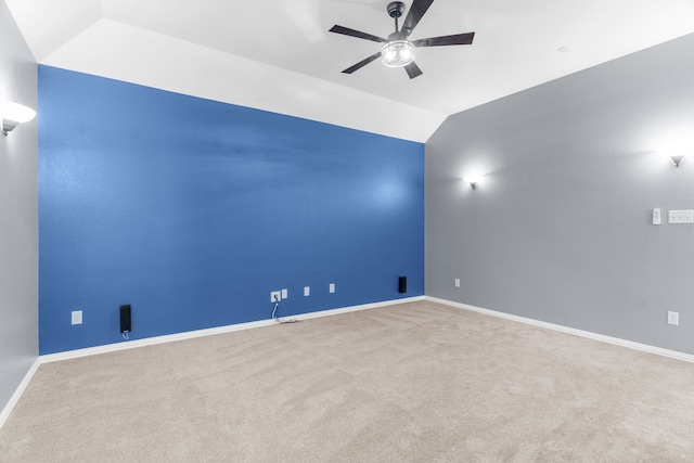 10305 Matador Dr, Mckinney, TX 75072 - empty room featuring ceiling fan, vaulted ceiling, and carpet