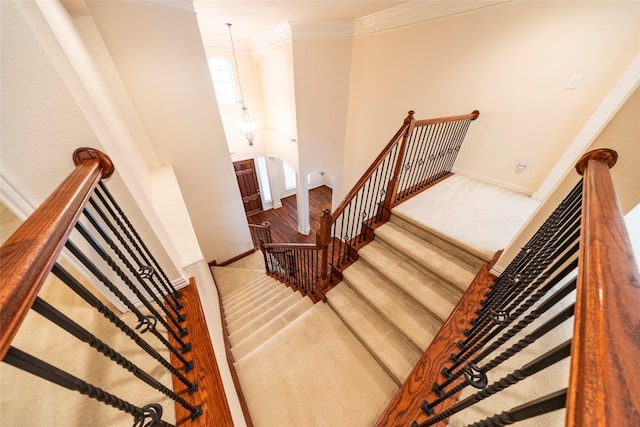 220 Justin Rd, Murphy, TX 75094 - stairway with carpet floors and ornamental molding