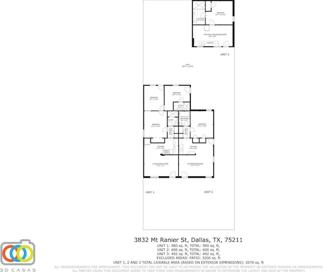 3832 Mount Ranier St, Dallas, TX 75211 - view of floor plan / room layout