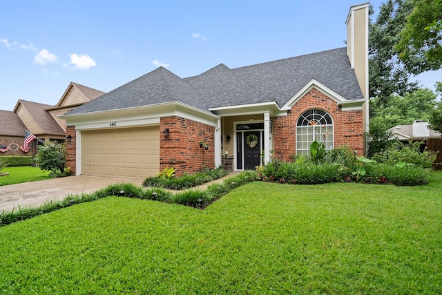 4443 Mercer St, Grand Prairie, TX 75052 - view of front of home with brick siding, roof with shingles, and a garage