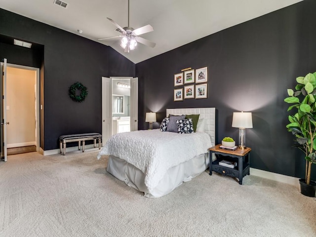4141 Maclin Dr, Celina, TX 75009 - bedroom featuring carpet, lofted ceiling, and a ceiling fan