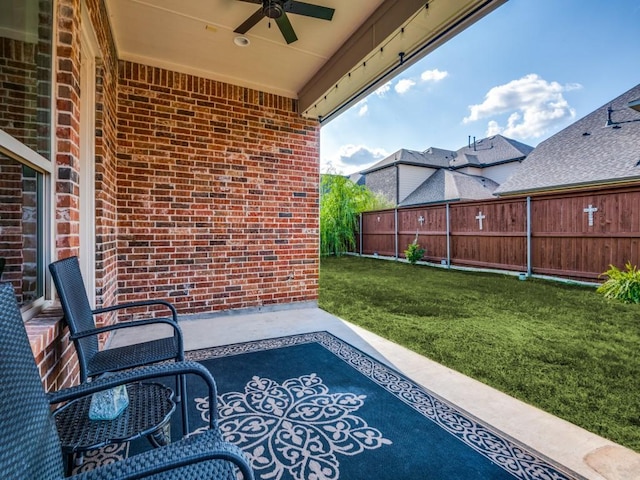 4141 Maclin Dr, Celina, TX 75009 - fenced backyard with a ceiling fan