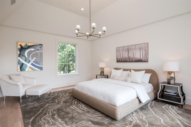 3725 Stratford Ave, Highland Park, TX 75205 - bedroom featuring a chandelier and wood finished floors