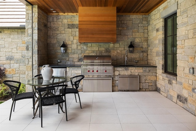 3725 Stratford Ave, Highland Park, TX 75205 - view of patio with exterior kitchen and outdoor dining area