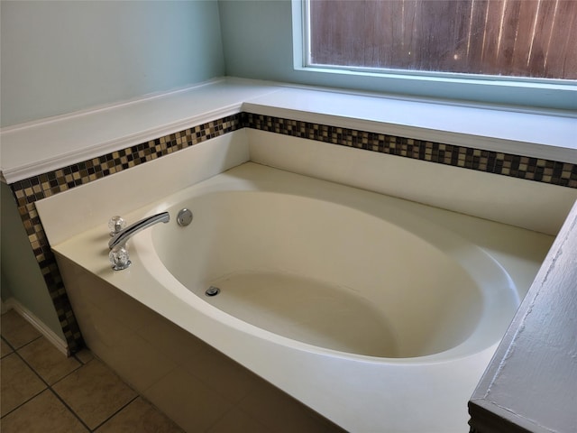 2001 Mark Twain Ln, Denton, TX 76210 - full bath with a garden tub and tile patterned flooring