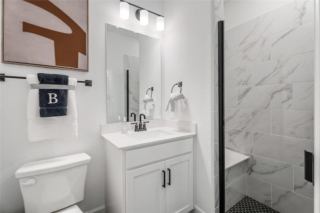 2420 Bernham Dr, Celina, TX 75009 - bathroom with vanity, toilet, and tiled shower