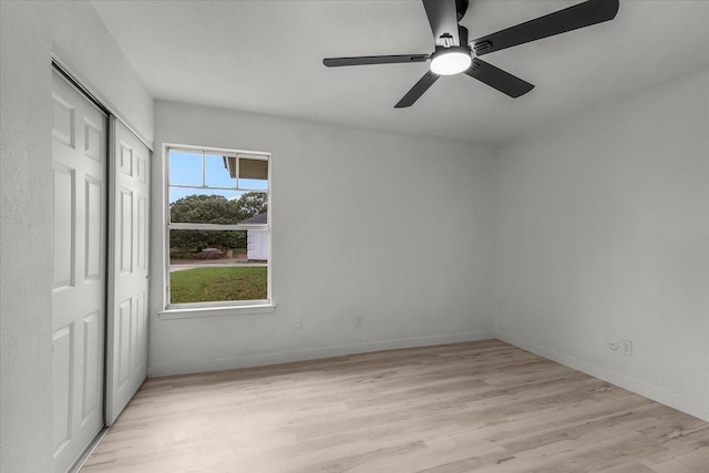 7302 Vista Cliff Dr, Fort Worth, TX 76179 - unfurnished bedroom with light wood-style floors, a closet, and a ceiling fan