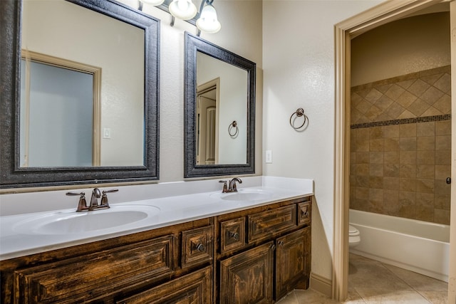 2204 Hartley Dr, Forney, TX 75126 - bathroom with double vanity, tile patterned flooring, and shower / bathtub combination