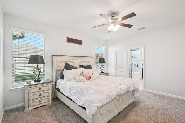 8901 Thompson Rd, Argyle, TX 76226 - carpeted bedroom featuring ensuite bath and ceiling fan