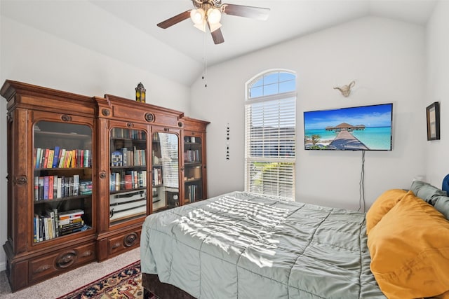 8901 Thompson Rd, Argyle, TX 76226 - carpeted bedroom featuring vaulted ceiling and ceiling fan